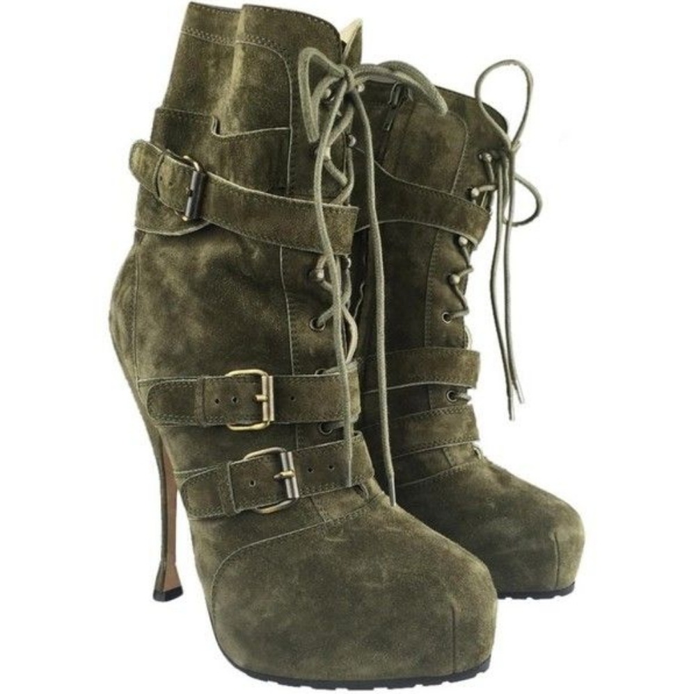Brian Atwood Niki Combat Platform Boot Green EU 36